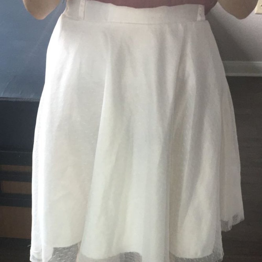 White net tulle midi skirt